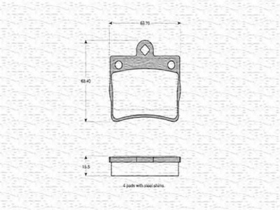 MAGNETI MARELLI 363702160643 -  Комплект тормозных колодок, дисковый тормоз